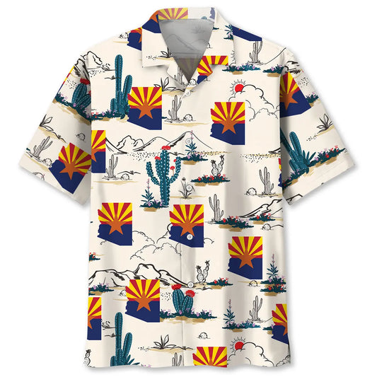 Arizona State Desert Hawaiian Shirt For Summer Gathering, Tropical Retreat, And Relaxed Resort Style