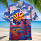Arizona Heritage Red Mountain Hawaiian Shirt For Summer Vacation, Beach Travel, And Casual Wear