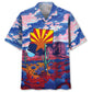 Arizona Heritage Red Mountain Hawaiian Shirt For Summer Vacation, Beach Travel, And Casual Wear