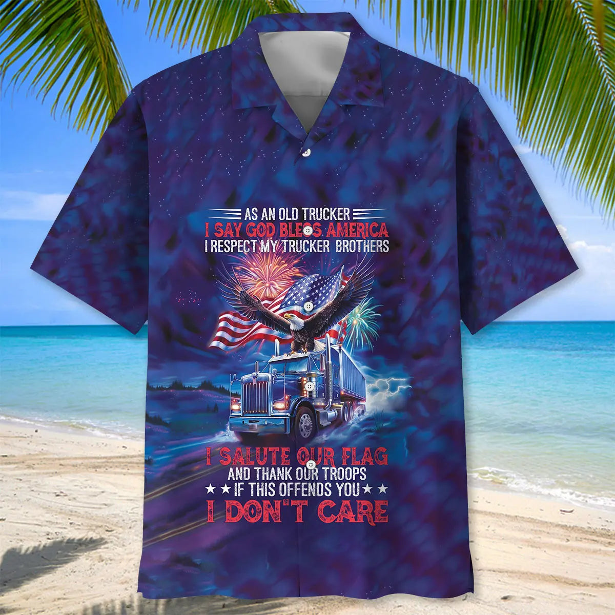 Patriotic Trucker Faith Hawaiian Shirt For Holiday Gatherings, Coastal Trips, And Proud Seasonal Style
