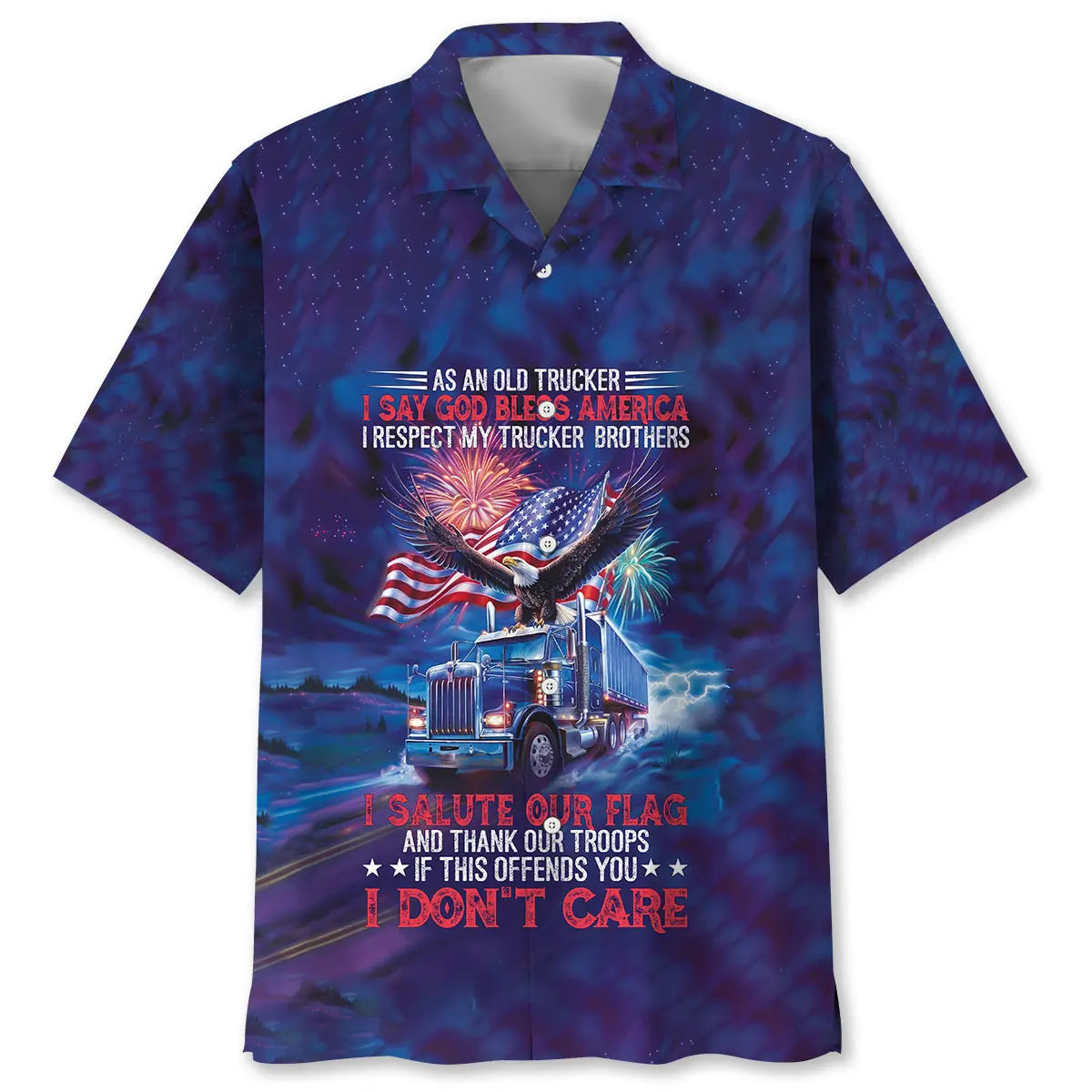 Patriotic Trucker Faith Hawaiian Shirt For Holiday Gatherings, Coastal Trips, And Proud Seasonal Style