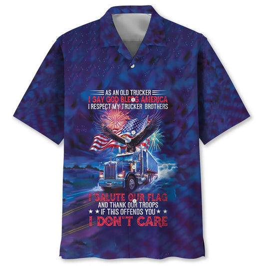 Patriotic Trucker Faith Hawaiian Shirt For Holiday Gatherings, Coastal Trips, And Proud Seasonal Style
