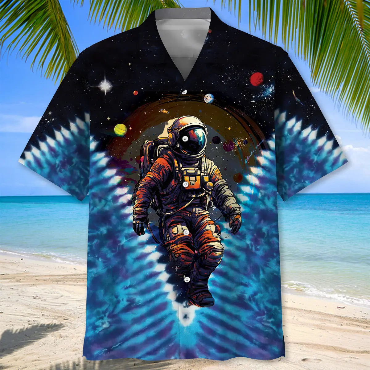 Astronaut Creative Pattern Hawaiian Shirt For Island Vacations, Resort Wear, And Relaxed Seasonal Style