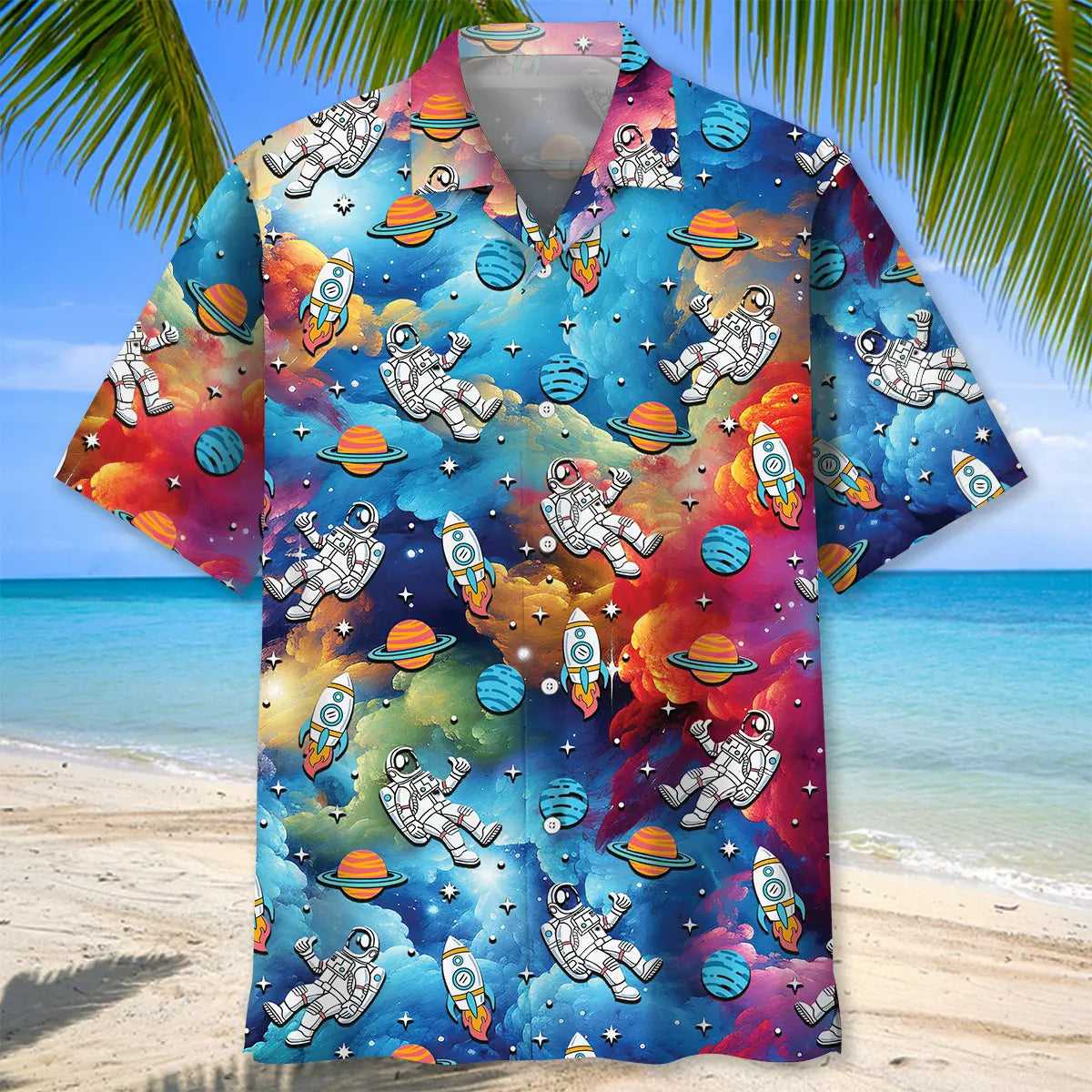Astronaut Universe Hawaiian Shirt For Resort Trips, Coastal Parties, And Warm Weather Style