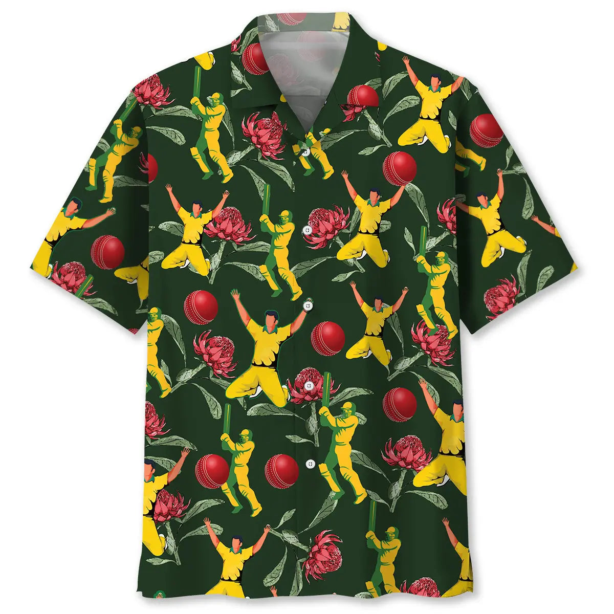 Australian Colorful Cricket Hawaiian Shirt For Outdoor Adventures, Coastal Travel, And Comfortable Casual Style