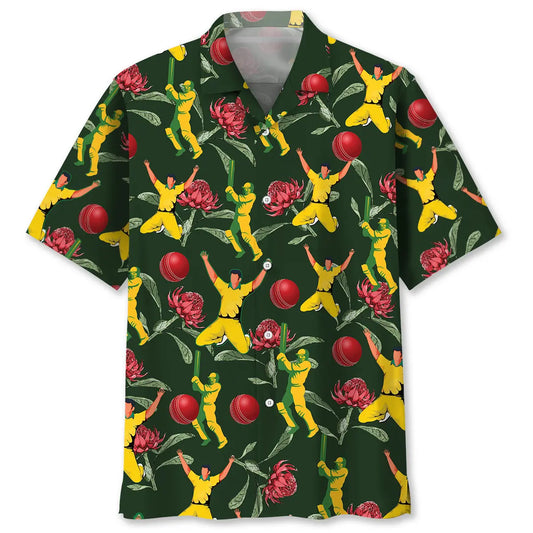 Australian Colorful Cricket Hawaiian Shirt For Outdoor Adventures, Coastal Travel, And Comfortable Casual Style