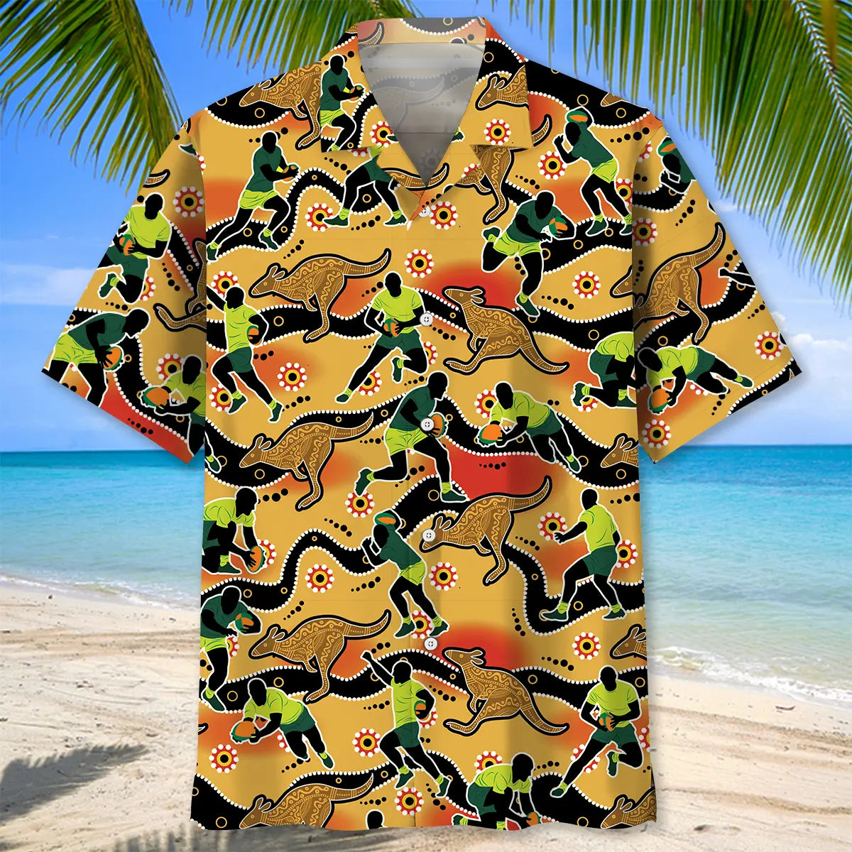 Australian Football Hawaiian Shirt For Summer Vacation, Beach Travel, And Casual Wear