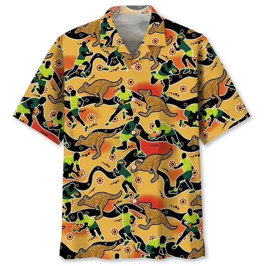 Australian Football Hawaiian Shirt For Summer Vacation, Beach Travel, And Casual Wear