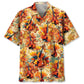 Autumn Leaves Violin Hawaiian Shirt For Summer Vacation, Beach Travel, And Casual Wear