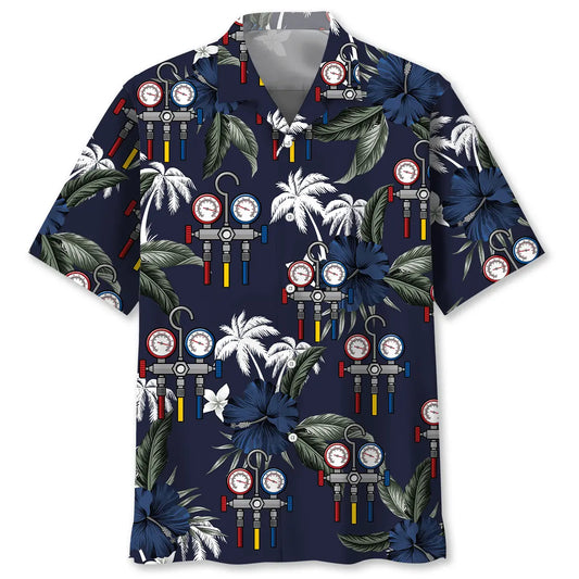 Bold HVAC Tech Hawaiian Shirt For Coastal Travel, Casual Events, And Comfortable Summer Wear