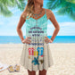 Turtle Loves Beach Loves V-Neck Sleeveless Cami Dress For Coastal Travel And Relaxed Summer Wear