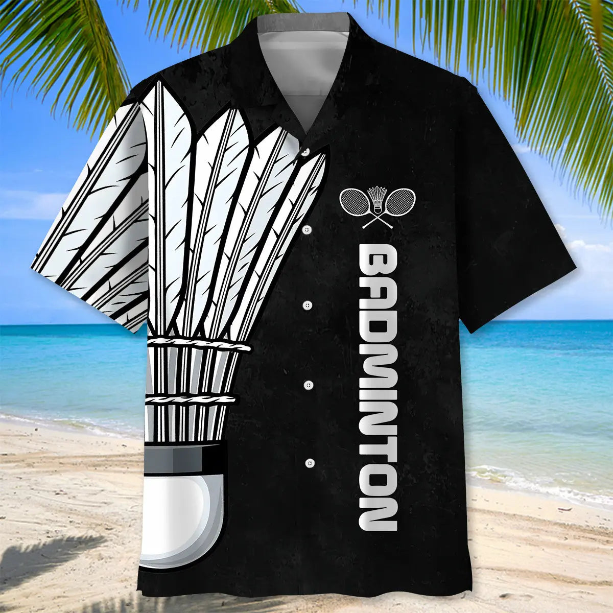 Badminton Creative Pattern Hawaiian Shirt For Summer Vacation, Beach Travel, And Casual Wear