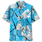 Tropical Badminton Blue Hawaiian Shirt For Tropical Holidays, Resort Trips, And Relaxed Coastal Style