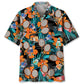 Tropical Badminton Orange Hawaiian Shirt For Summer Vacation, Beach Travel, And Casual Wear
