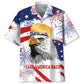 Bald Eagle American Heritage Hawaiian Shirt For Resort Holiday And Coastal Casual Wear