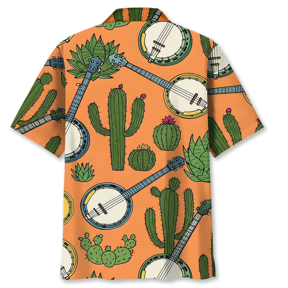 Banjo Cactus Pattern Hawaiian Shirt For Island Vacations, Resort Wear, And Relaxed Seasonal Style
