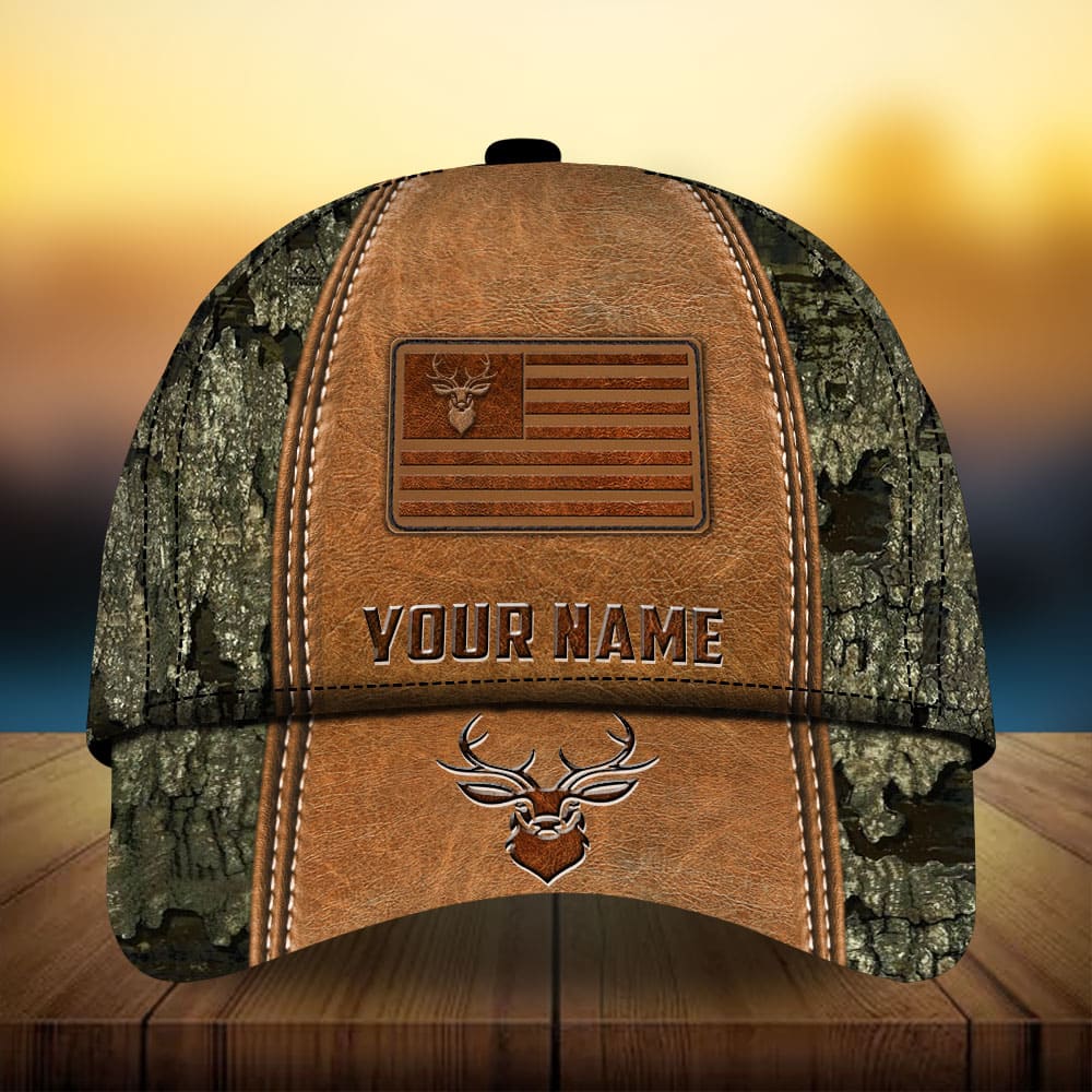 Deer Hunting Leather Personalized Classic Cap For Casual Events Beach Trips And Thoughtful Gifting