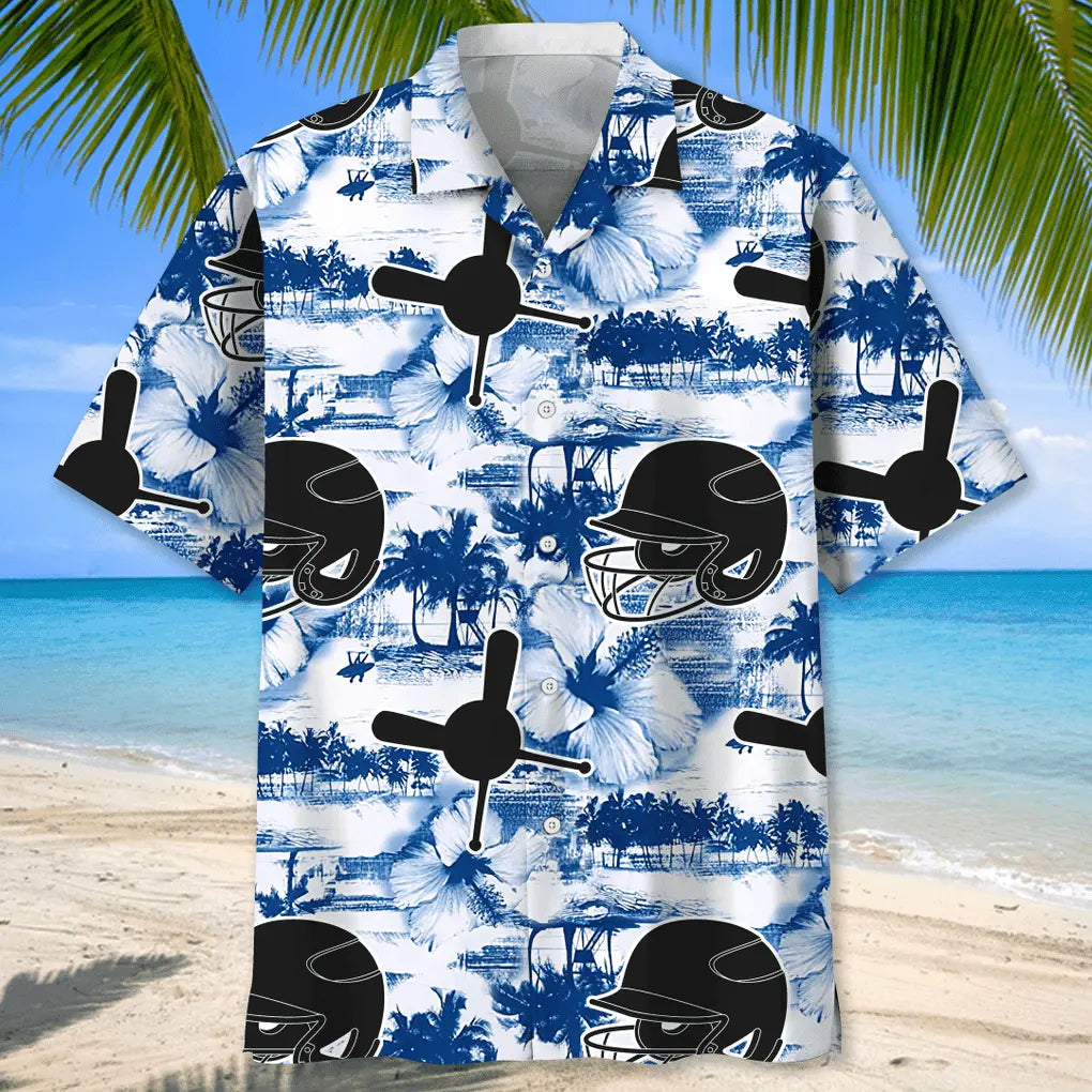 Baseball Blue Nature Hawaiian Shirt For Tropical Holidays, Outdoor Gatherings, And Everyday Comfort