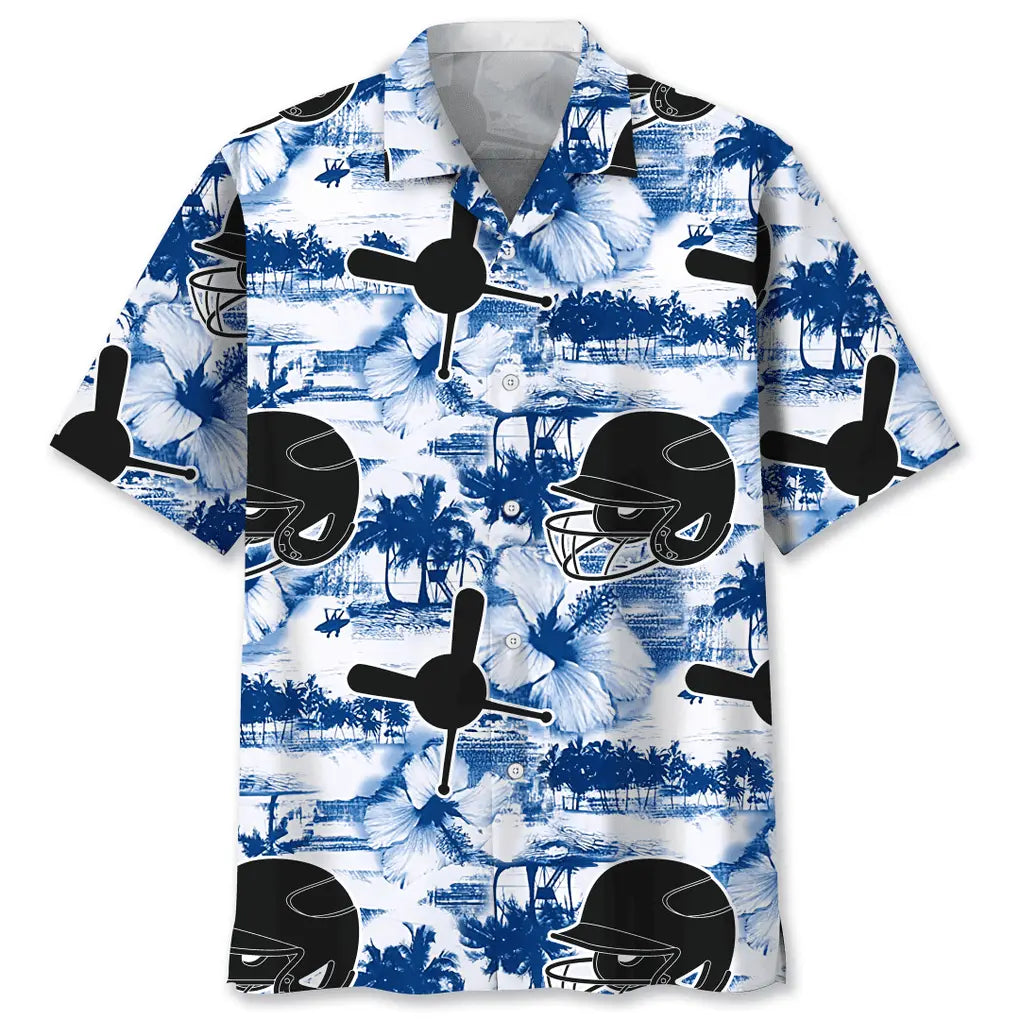 Baseball Blue Nature Hawaiian Shirt For Tropical Holidays, Outdoor Gatherings, And Everyday Comfort