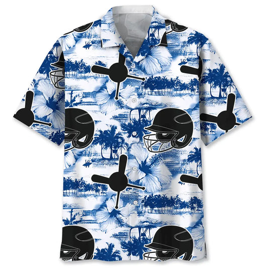 Baseball Blue Nature Hawaiian Shirt For Tropical Holidays, Outdoor Gatherings, And Everyday Comfort