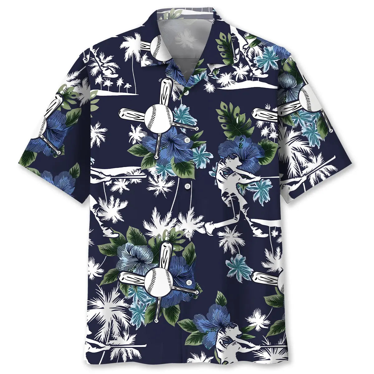 Baseball Blue Nature Hawaiian Shirt For Seasonal Celebration And Coastal Casual Wear