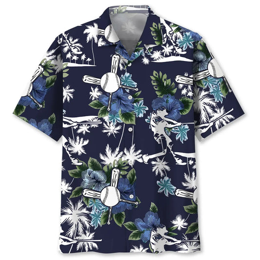 Baseball Blue Nature Hawaiian Shirt For Seasonal Celebration And Coastal Casual Wear