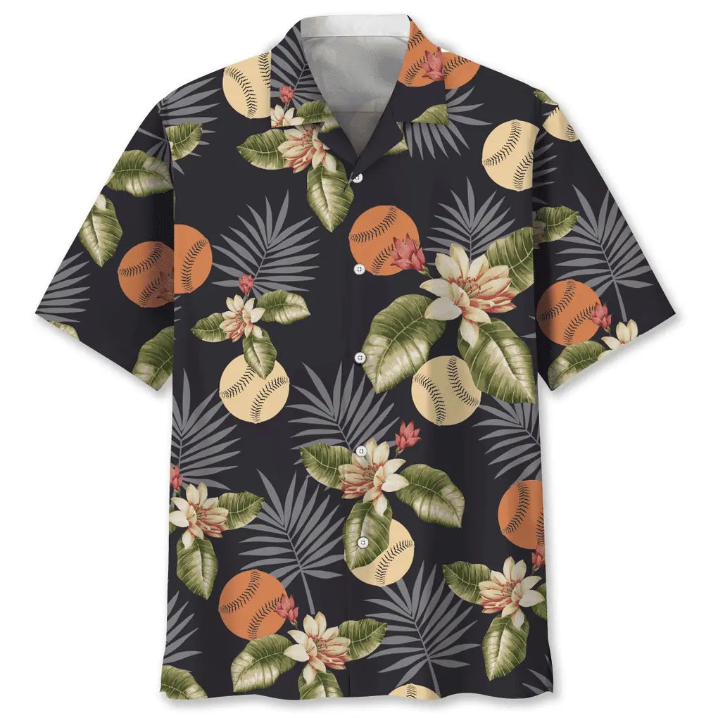 Baseball Grey Hawaiian Shirt For Summer Vacation, Beach Travel, And Casual Wear