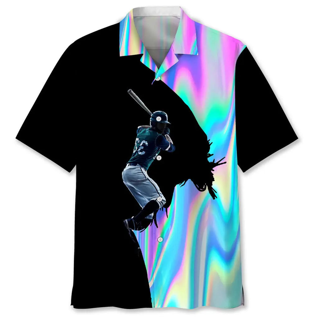 Baseball Liquid Metal Hawaiian Shirt For Tropical Holidays, Outdoor Gatherings, And Everyday Comfort