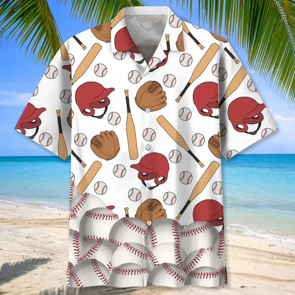 Baseball Game Graphic Hawaiian Shirt For Tropical Holidays, Outdoor Gatherings, And Everyday Comfort