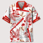 Baseball Red Hawaiian Shirt For Summer Vacation, Beach Travel, And Casual Wear