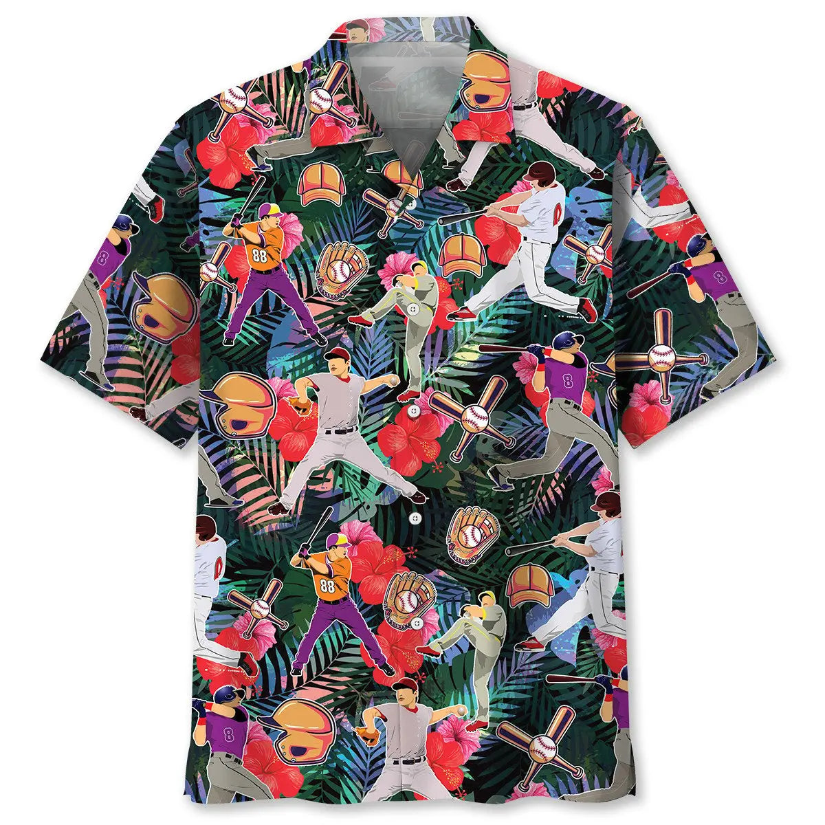 Tropical Baseball Hawaiian Shirt For Tropical Holidays, Resort Trips, And Relaxed Coastal Style