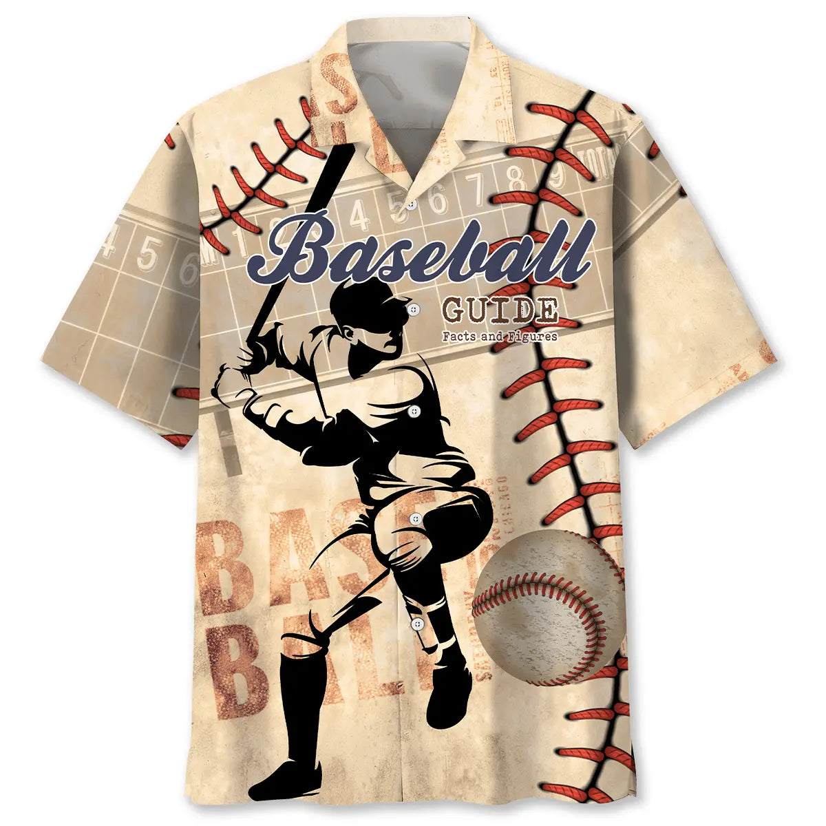 Vintage Baseball Hawaiian Shirt For Summer Vacation, Beach Travel, And Casual Wear