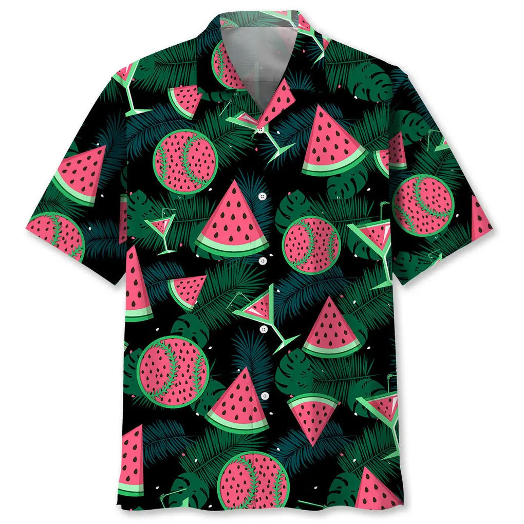 Baseball Watermelon Hawaiian Shirt For Tropical Holidays, Outdoor Gatherings, And Everyday Comfort