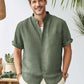 Colorful Solid Stand Collar Hawaiian Shirt For Island Vacations, Resort Wear, And Relaxed Seasonal Style