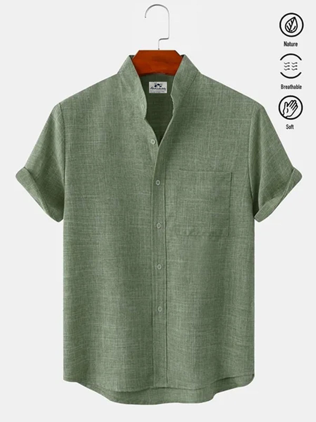 Colorful Solid Stand Collar Hawaiian Shirt For Island Vacations, Resort Wear, And Relaxed Seasonal Style