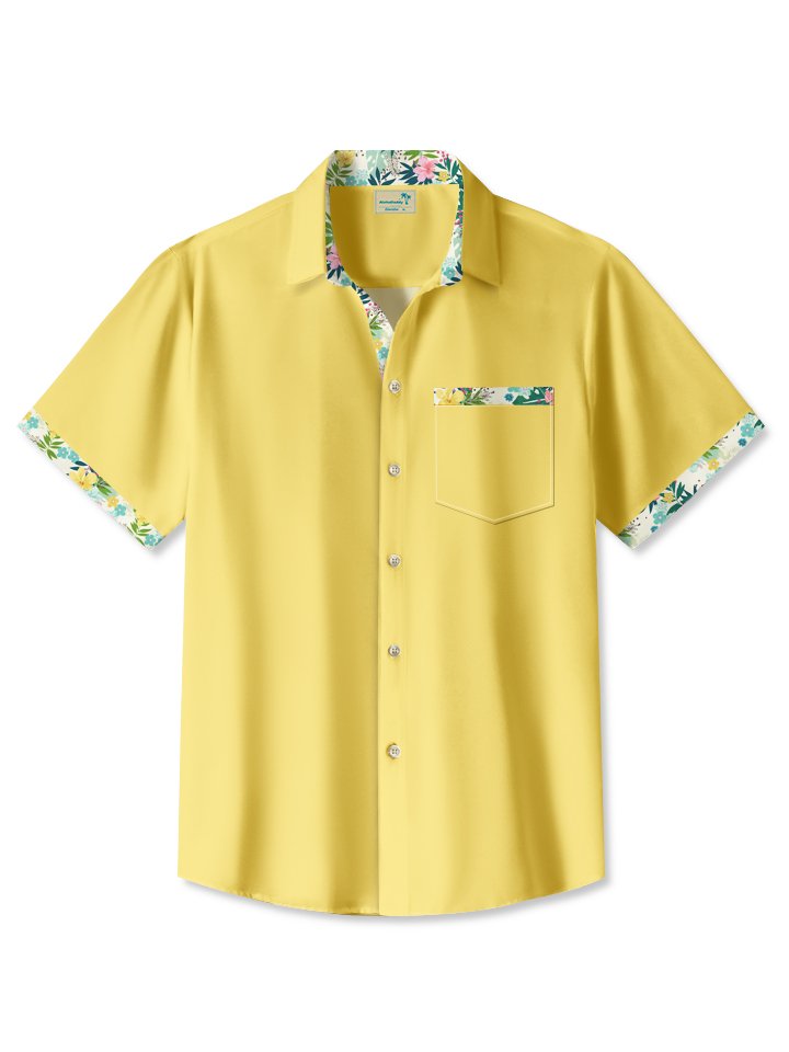 Colorful Floral Summer Solid Block Hawaiian Shirt For Summer Vacation, Beach Travel, And Casual Wear