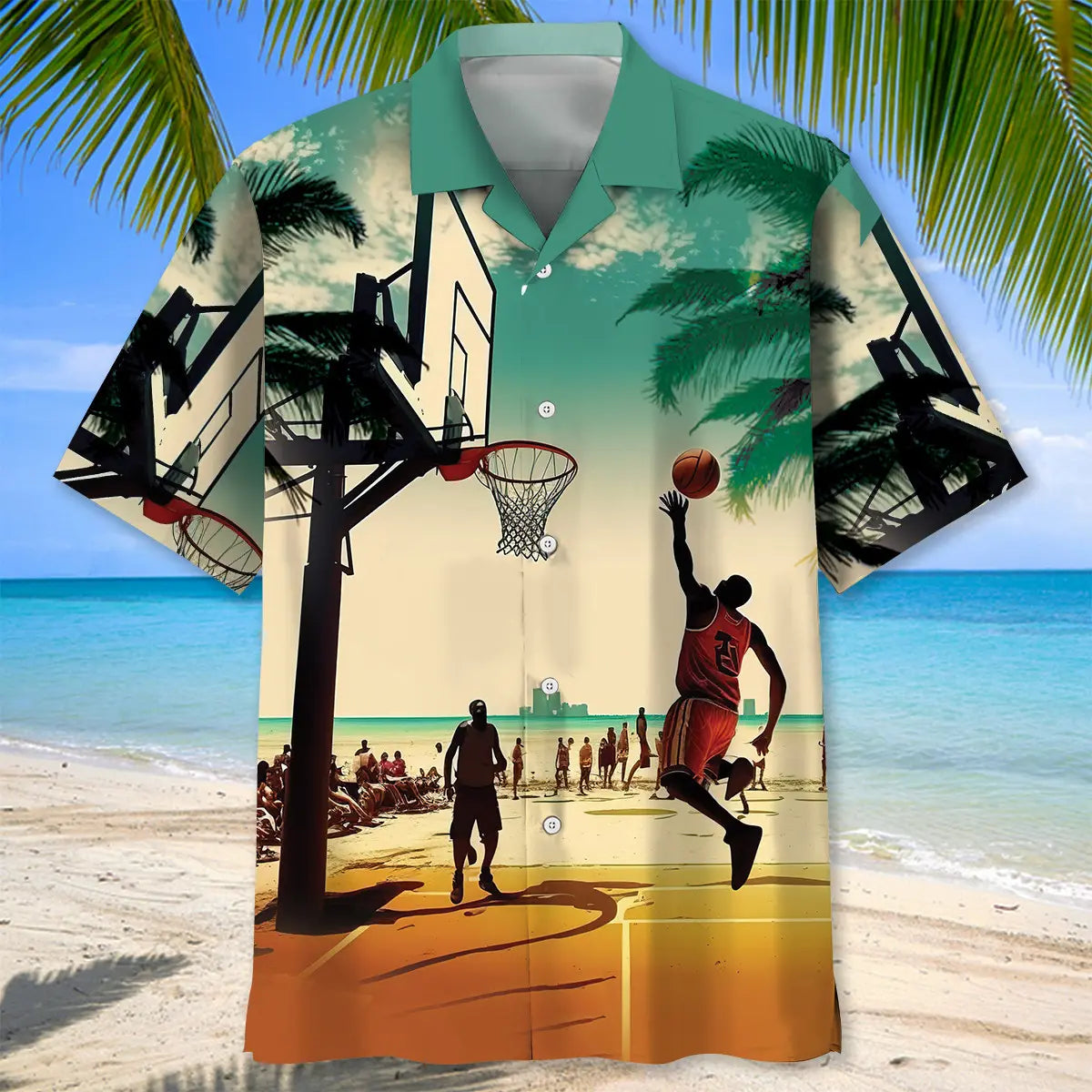 Basketball Beach Hawaiian Shirt For Resort Trips, Coastal Parties, And Warm Weather Style