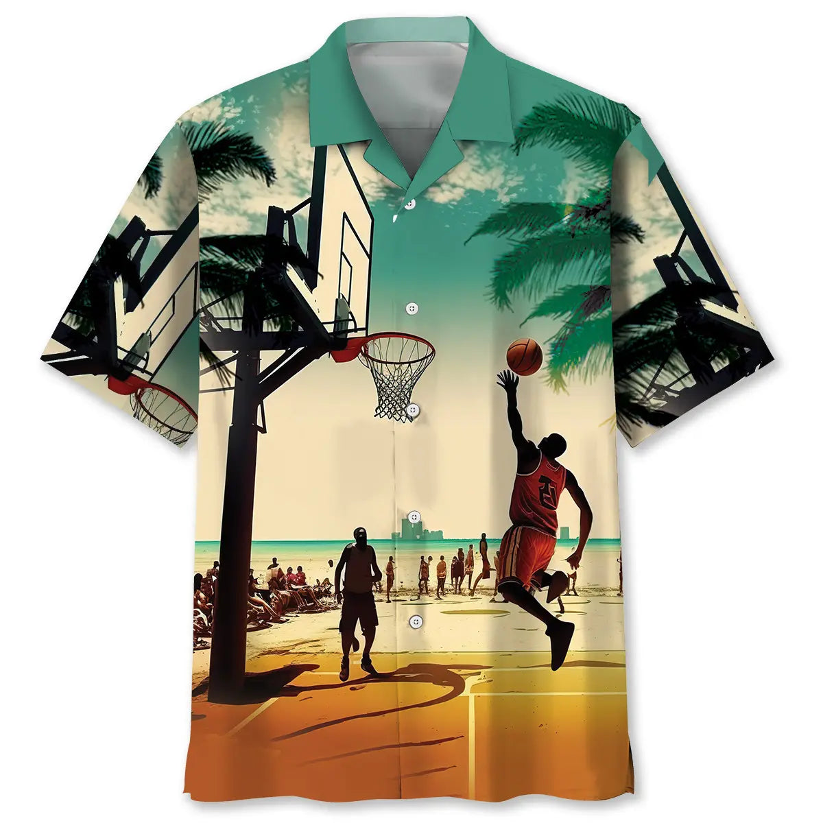 Basketball Beach Hawaiian Shirt For Resort Trips, Coastal Parties, And Warm Weather Style
