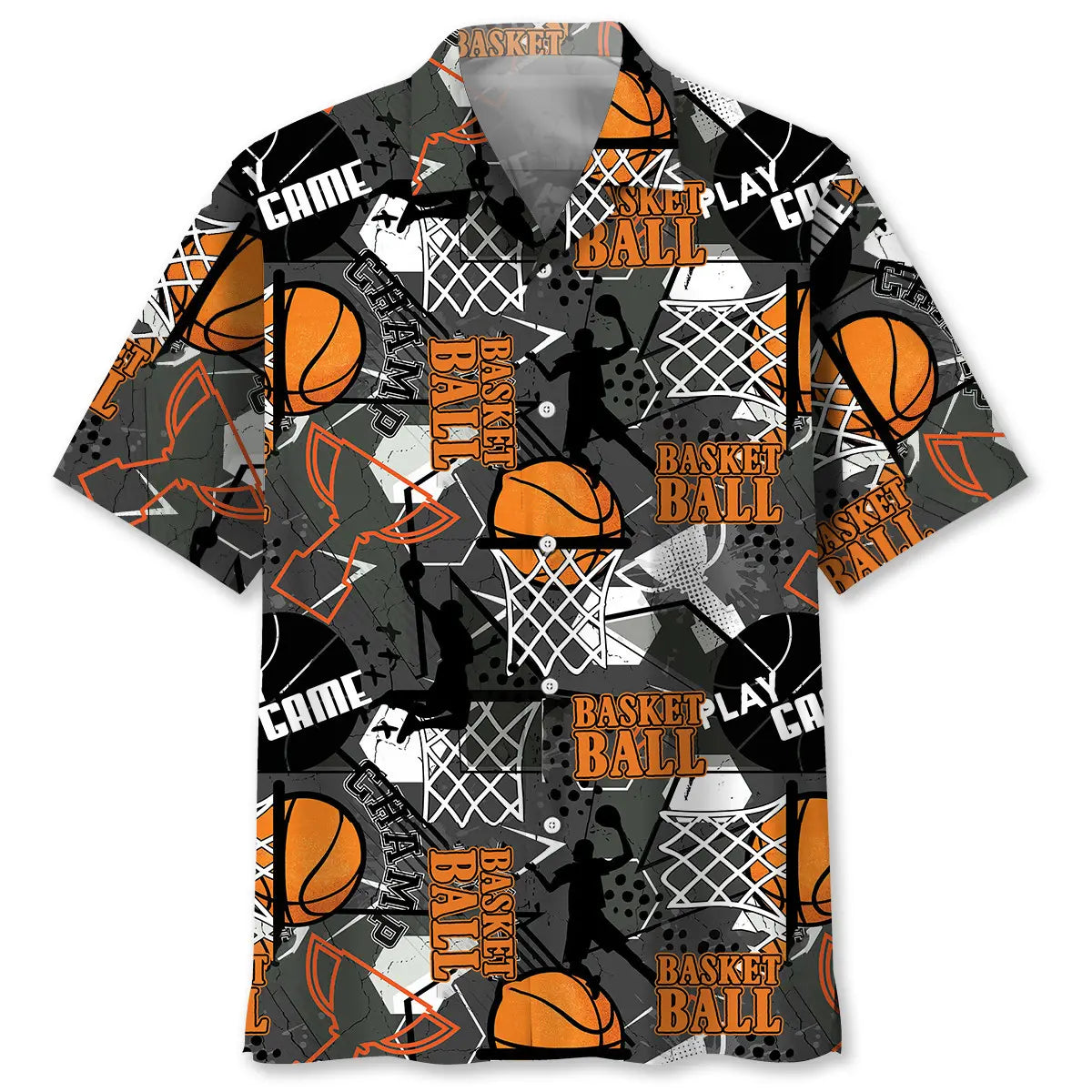 Basketball Black Hawaiian Shirt For Coastal Travel, Casual Events, And Comfortable Summer Wear