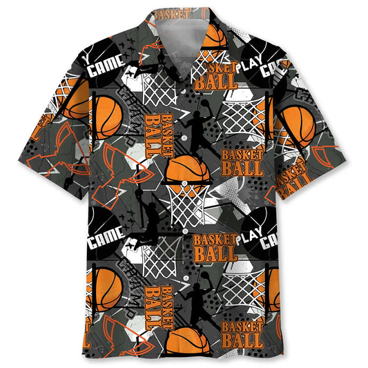 Basketball Black Hawaiian Shirt For Coastal Travel, Casual Events, And Comfortable Summer Wear