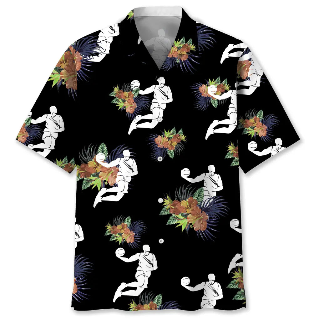 Basketball Nature Hawaiian Shirt For Summer Vacation, Beach Travel, And Casual Wear