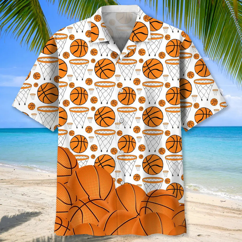 Basketball Creative Pattern Hawaiian Shirt For Coastal Travel, Casual Events, And Comfortable Summer Wear