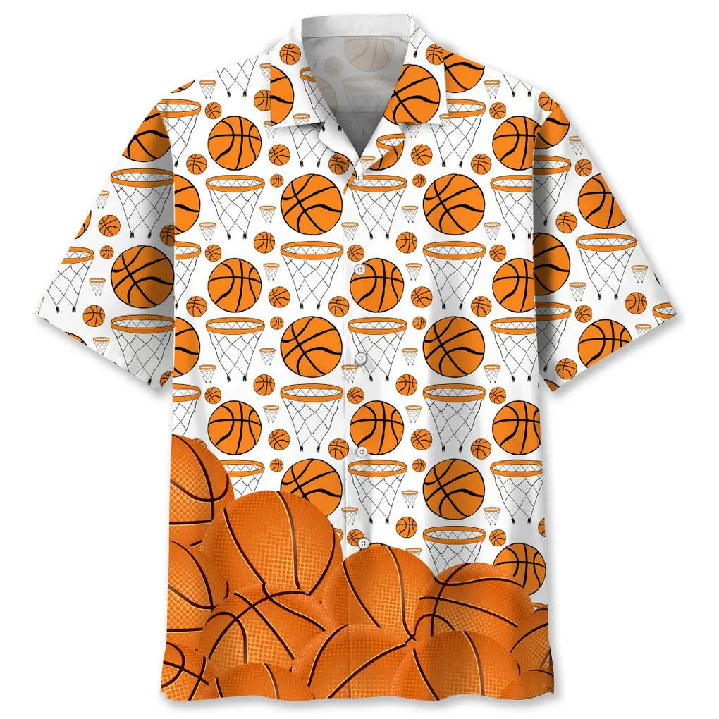 Basketball Creative Pattern Hawaiian Shirt For Coastal Travel, Casual Events, And Comfortable Summer Wear