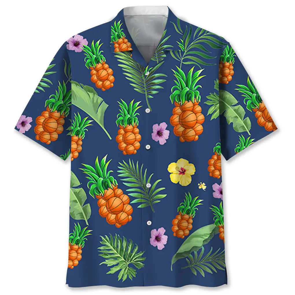 Basketball Pineapple Hawaiian Shirt For Tropical Holidays, Outdoor Gatherings, And Everyday Comfort
