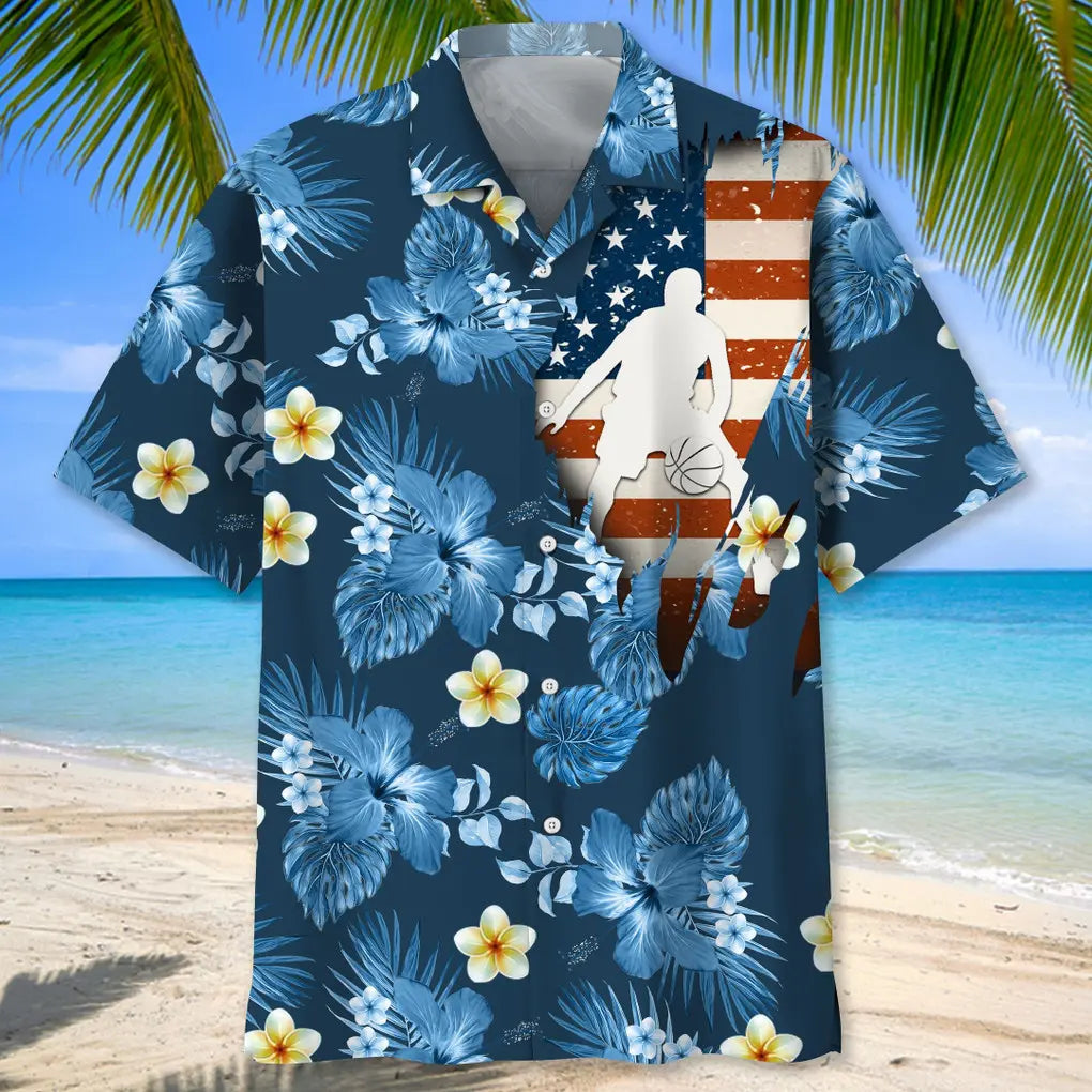 American Tropical Basketball Hawaiian Shirt For Island Vacations, Resort Wear, And Relaxed Seasonal Style