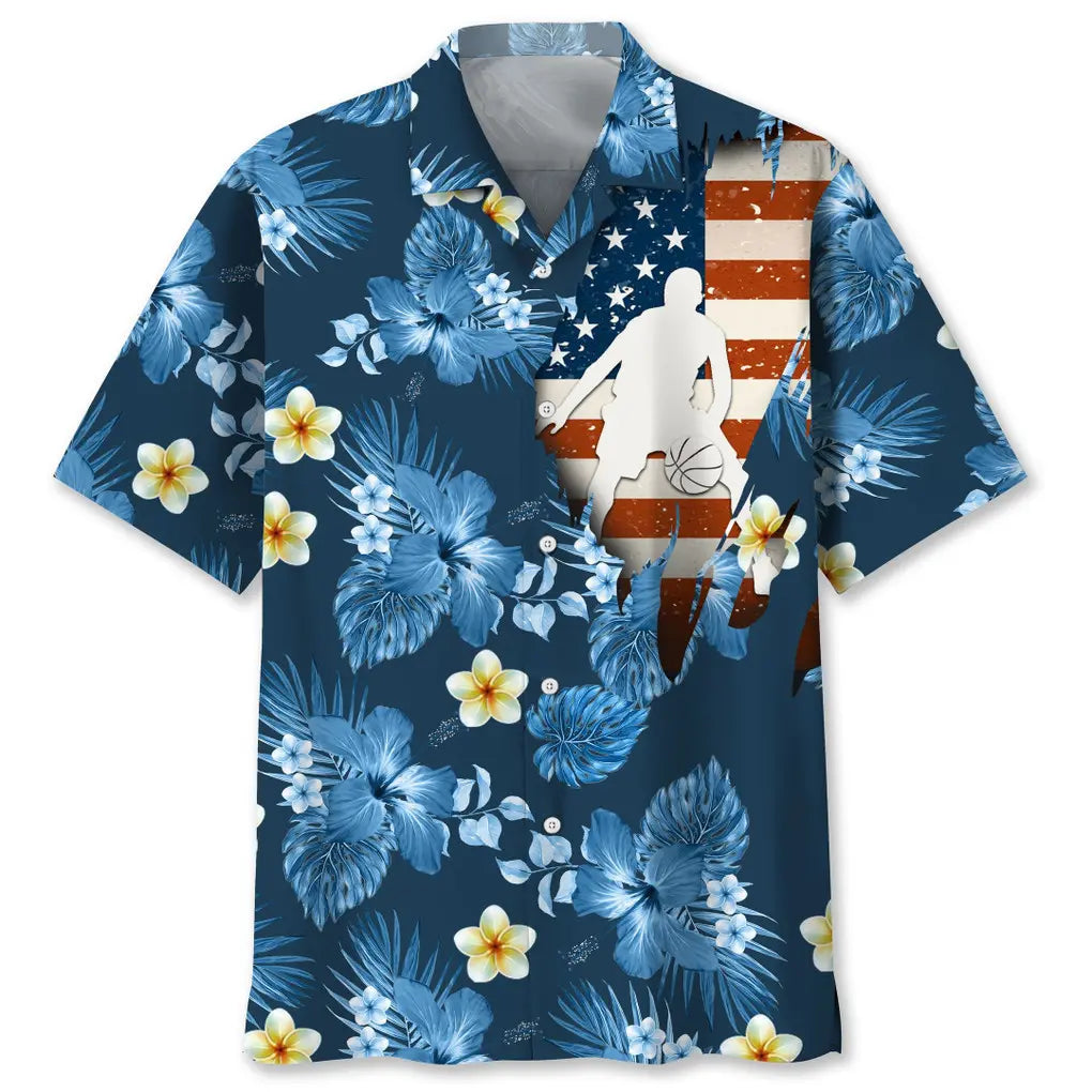 American Tropical Basketball Hawaiian Shirt For Island Vacations, Resort Wear, And Relaxed Seasonal Style