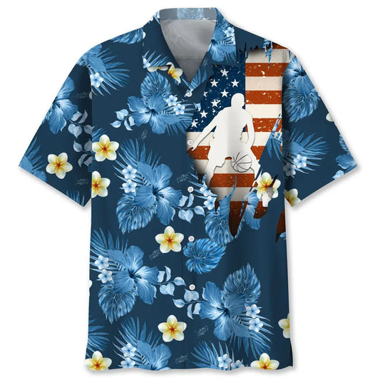 American Tropical Basketball Hawaiian Shirt For Island Vacations, Resort Wear, And Relaxed Seasonal Style