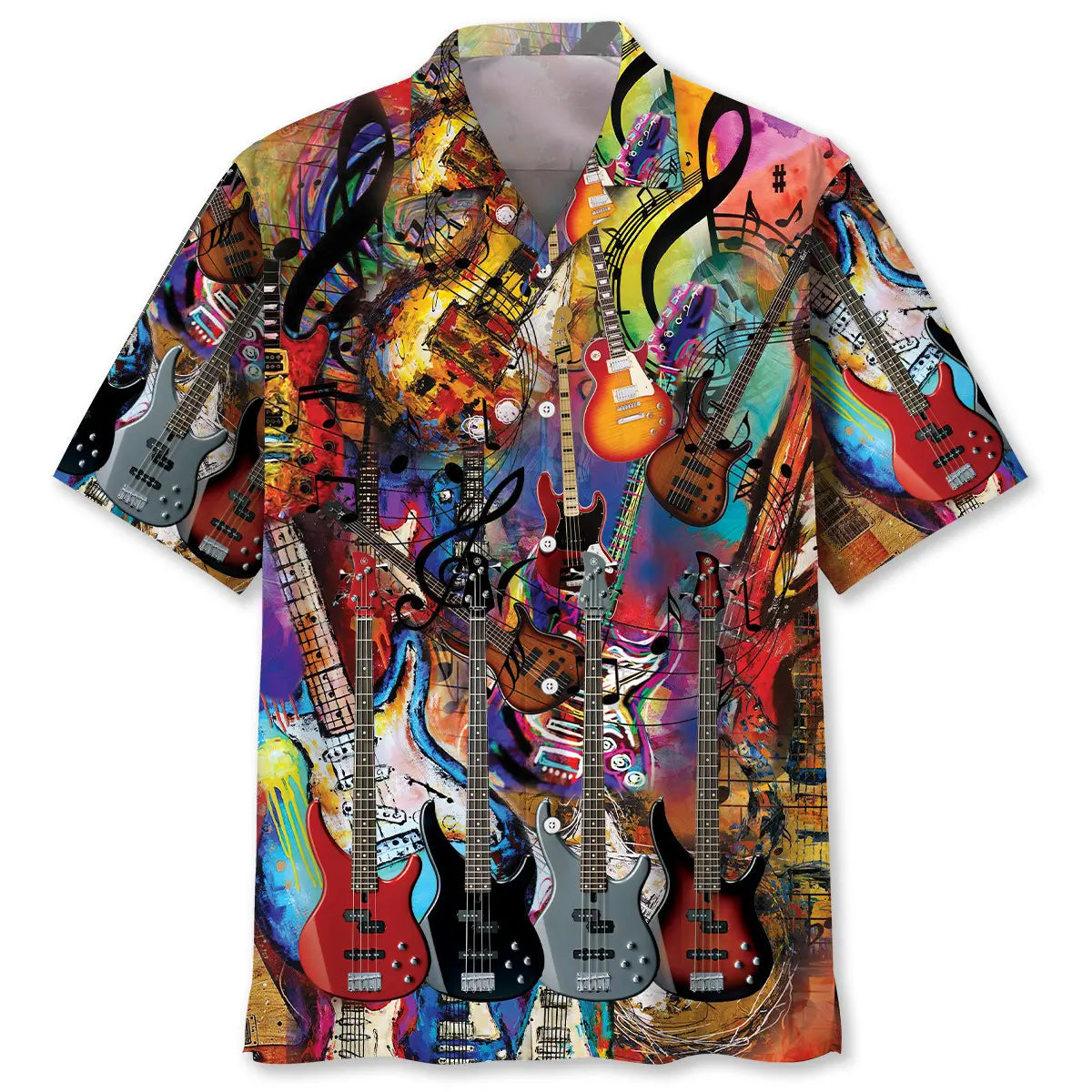 Creative Bass Guitar Hawaiian Shirt For Concert Lovers, Tropical Holidays, And Thoughtful Gift Giving