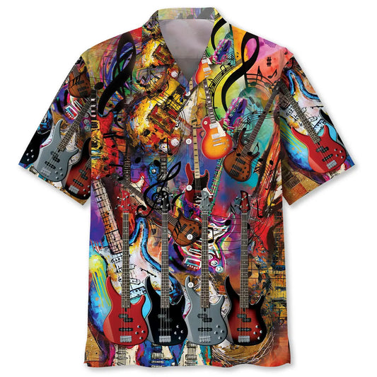Creative Bass Guitar Hawaiian Shirt For Concert Lovers, Tropical Holidays, And Thoughtful Gift Giving