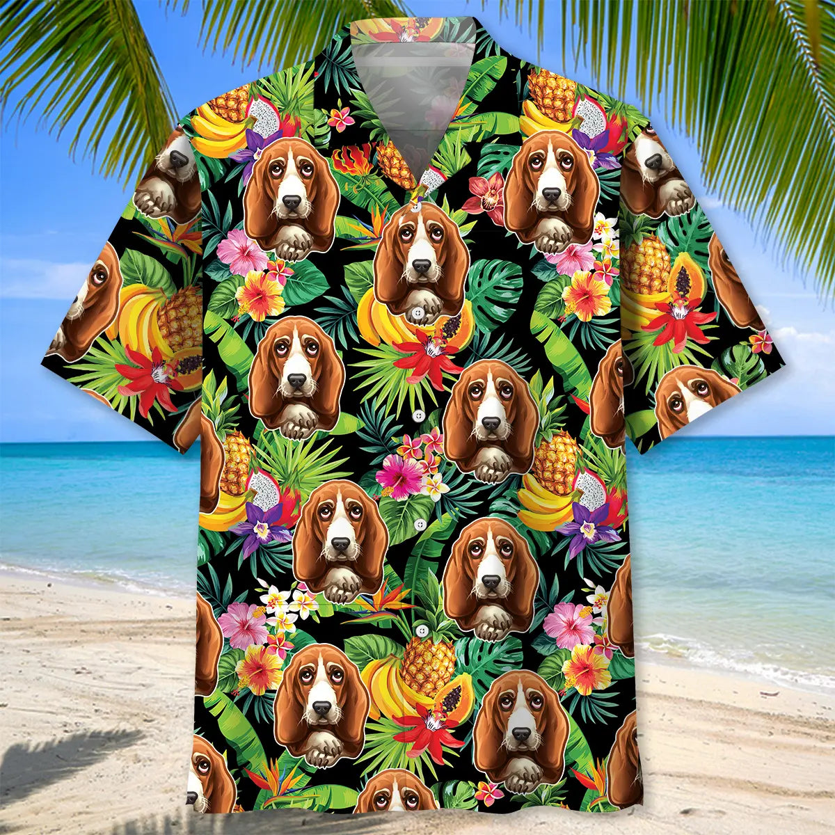 Basset Hound Fruits Hawaiian Shirt For Animal Lovers, Beach Travel, And Casual Summer Style